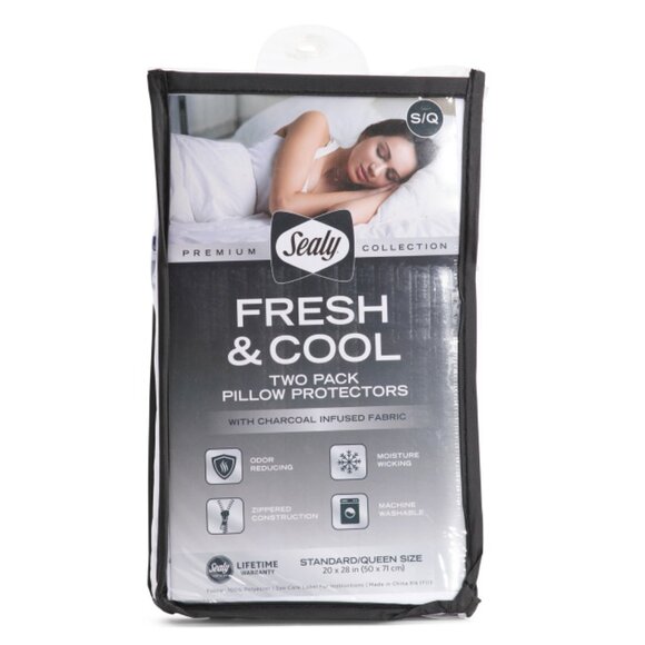 SEALY White 2pk Charcoal Fresh And Cool Pillow Protectors - Picture 1 of 1